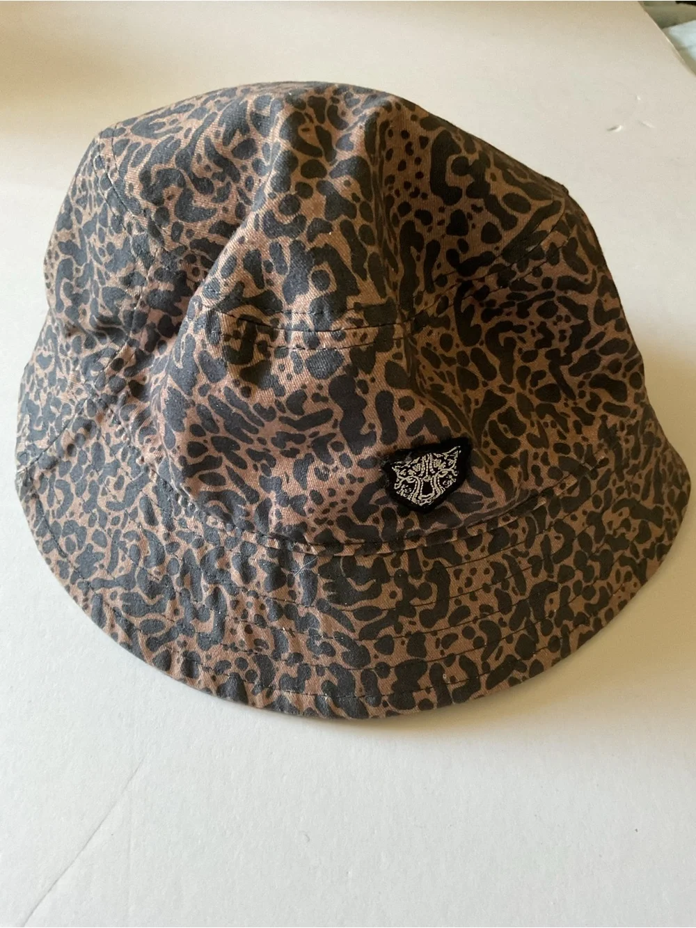 LITA BY CIARA WOMENS BUCKET HAT LEOPARD PRINT BROWN GRAY OS NWOT